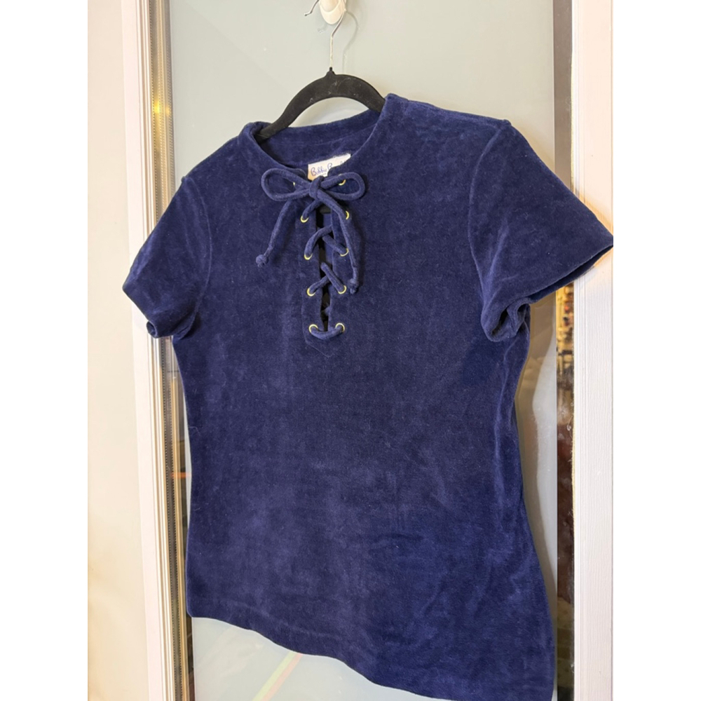 Vintage Bobbie Brooks Navy Short Sleeve Lace-Up Tee Presumed Size S - Picture 3 of 6